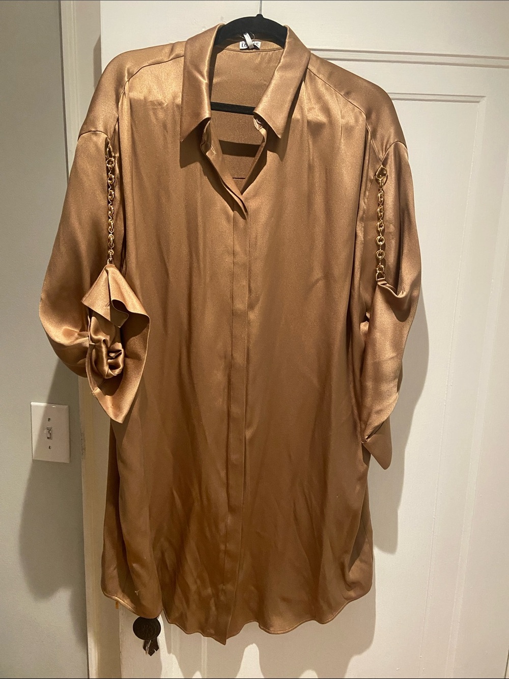Woman’s LOEWE Satin Longline Shirt in Bronze